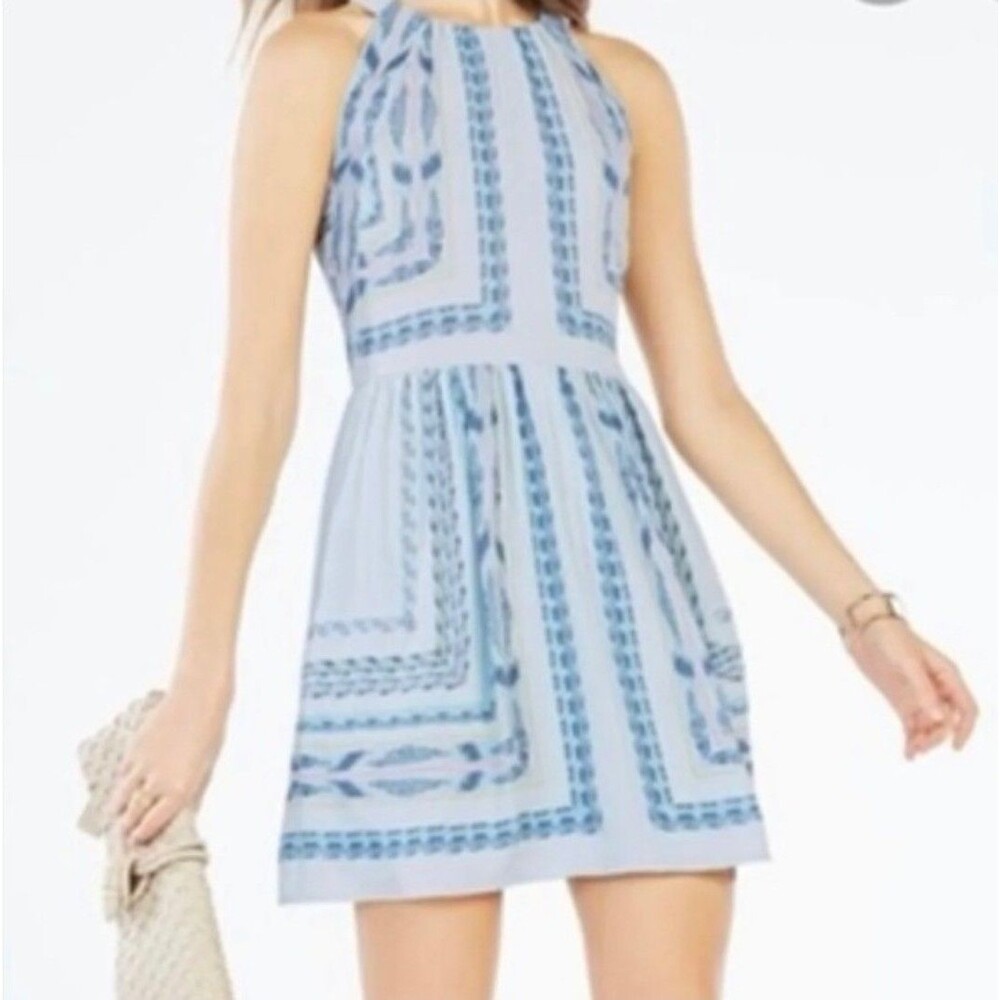 BCBG Maxazria Cambria Mini Pattern Dress In Crystal Blue Size 8